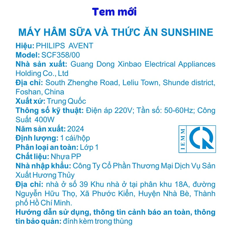 Máy hâm sữa Philips Avent SCF358.00 9